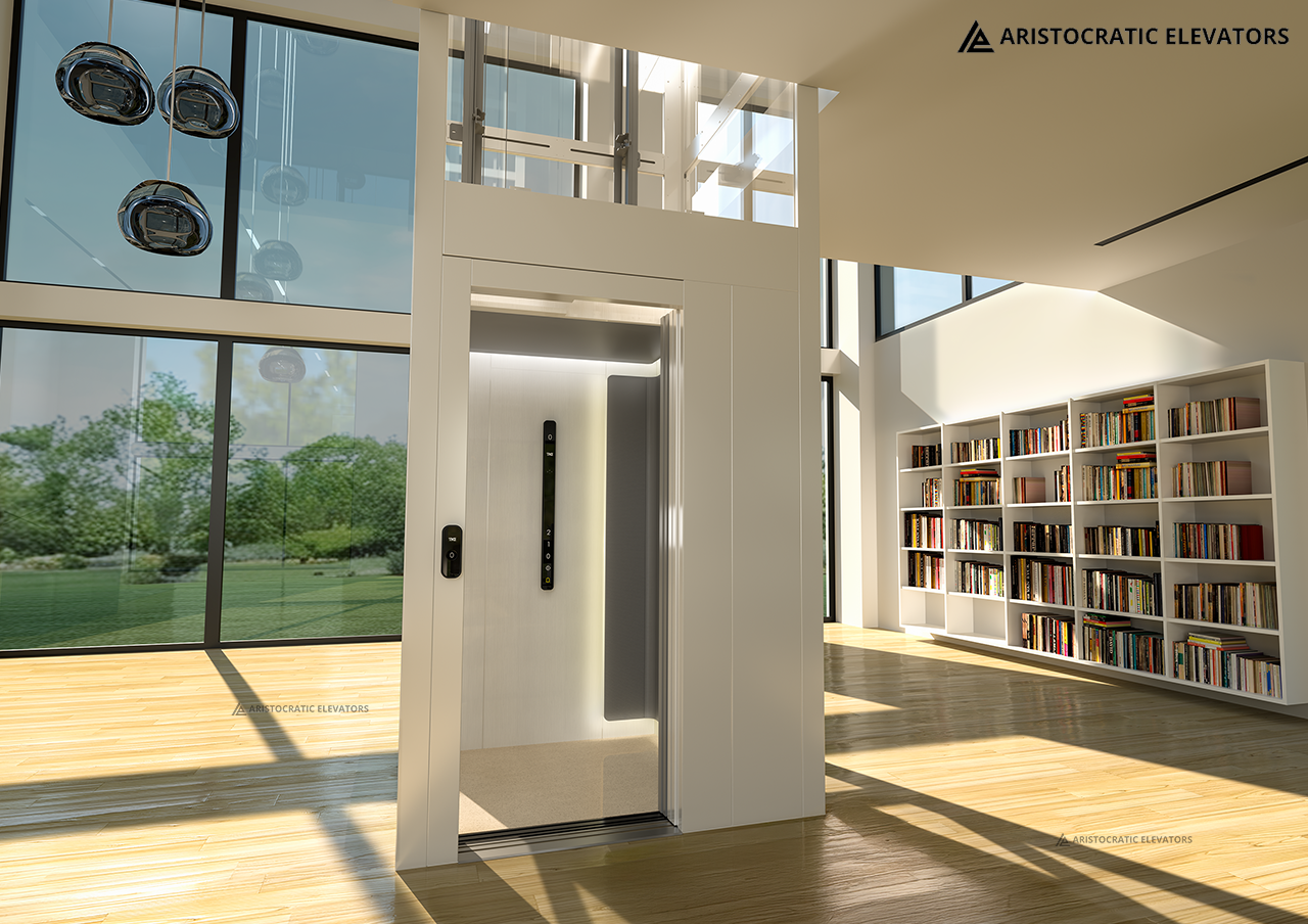 A premium home lift in a residential setting.