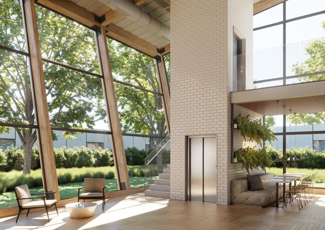 Modern home elevator next to a staircase